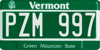 VT license plate PZM997