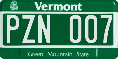 VT license plate PZN007