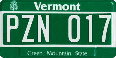 VT license plate PZN017