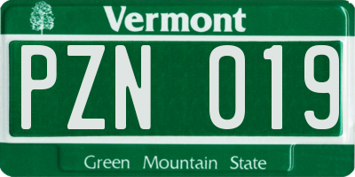 VT license plate PZN019