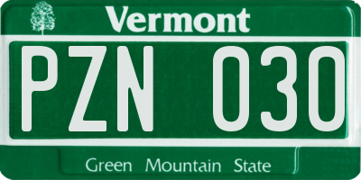 VT license plate PZN030