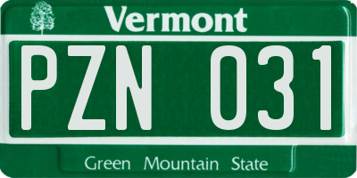 VT license plate PZN031