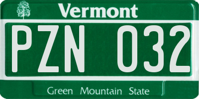 VT license plate PZN032