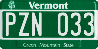 VT license plate PZN033