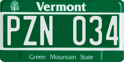 VT license plate PZN034
