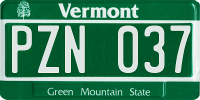 VT license plate PZN037