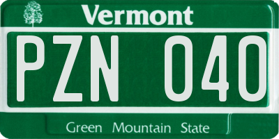 VT license plate PZN040