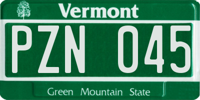 VT license plate PZN045