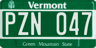 VT license plate PZN047