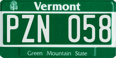 VT license plate PZN058