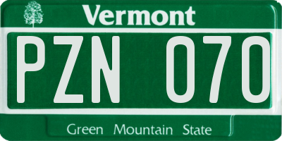 VT license plate PZN070