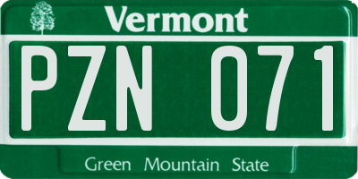 VT license plate PZN071