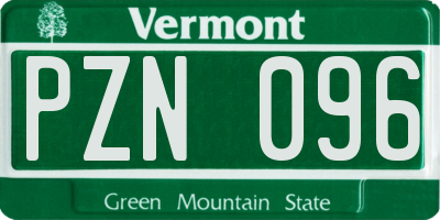 VT license plate PZN096
