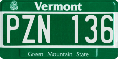 VT license plate PZN136