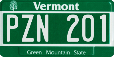 VT license plate PZN201