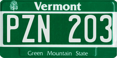 VT license plate PZN203