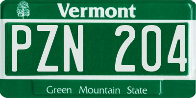 VT license plate PZN204