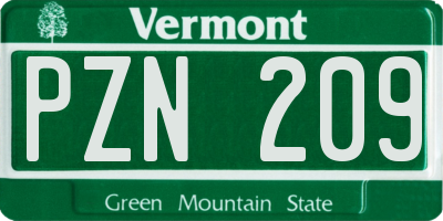 VT license plate PZN209