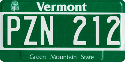 VT license plate PZN212