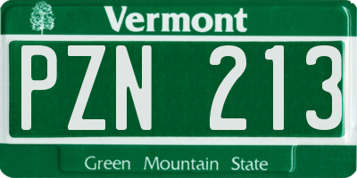 VT license plate PZN213