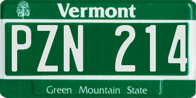 VT license plate PZN214