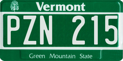 VT license plate PZN215