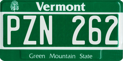 VT license plate PZN262