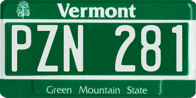 VT license plate PZN281