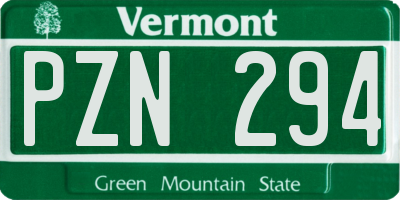 VT license plate PZN294