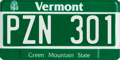 VT license plate PZN301