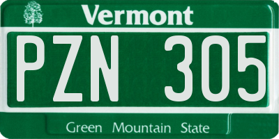 VT license plate PZN305