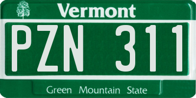 VT license plate PZN311