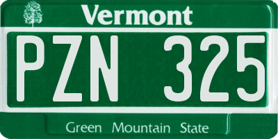 VT license plate PZN325