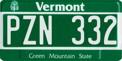 VT license plate PZN332