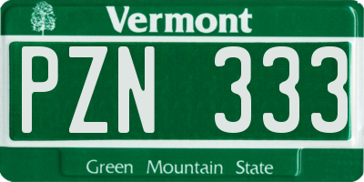 VT license plate PZN333
