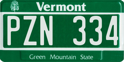 VT license plate PZN334
