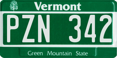VT license plate PZN342