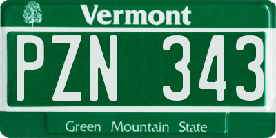 VT license plate PZN343