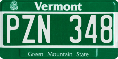 VT license plate PZN348