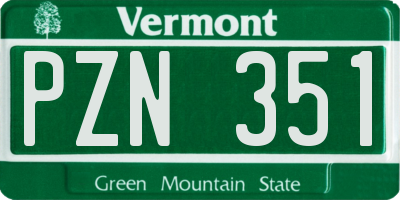 VT license plate PZN351