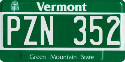 VT license plate PZN352