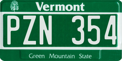 VT license plate PZN354