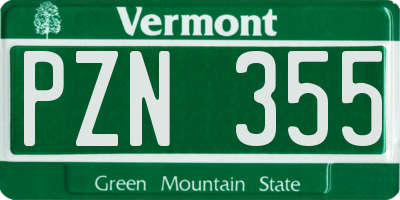 VT license plate PZN355