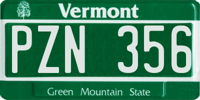 VT license plate PZN356