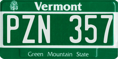 VT license plate PZN357
