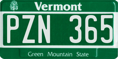 VT license plate PZN365