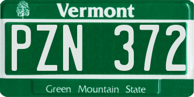VT license plate PZN372