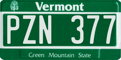 VT license plate PZN377