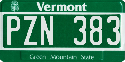 VT license plate PZN383