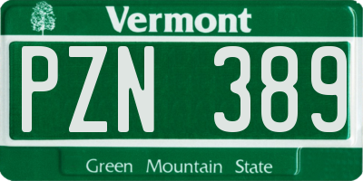 VT license plate PZN389